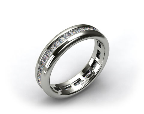14k White Gold 0.85ct Channel Set Princess Shaped Diamond Eternity Band 